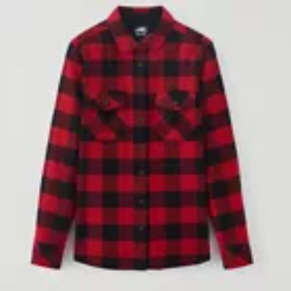 ROOTS Park Woman's Plaid Shirt Red & Black Flannel Button Down  XS - Picture 3 of 12